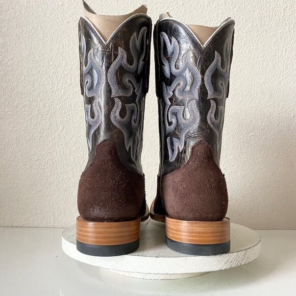 NEW Capitan Mens Cowboy Boots CISCO Size 11D Brown Rough Out Western Square Toe - Picture 3 of 9